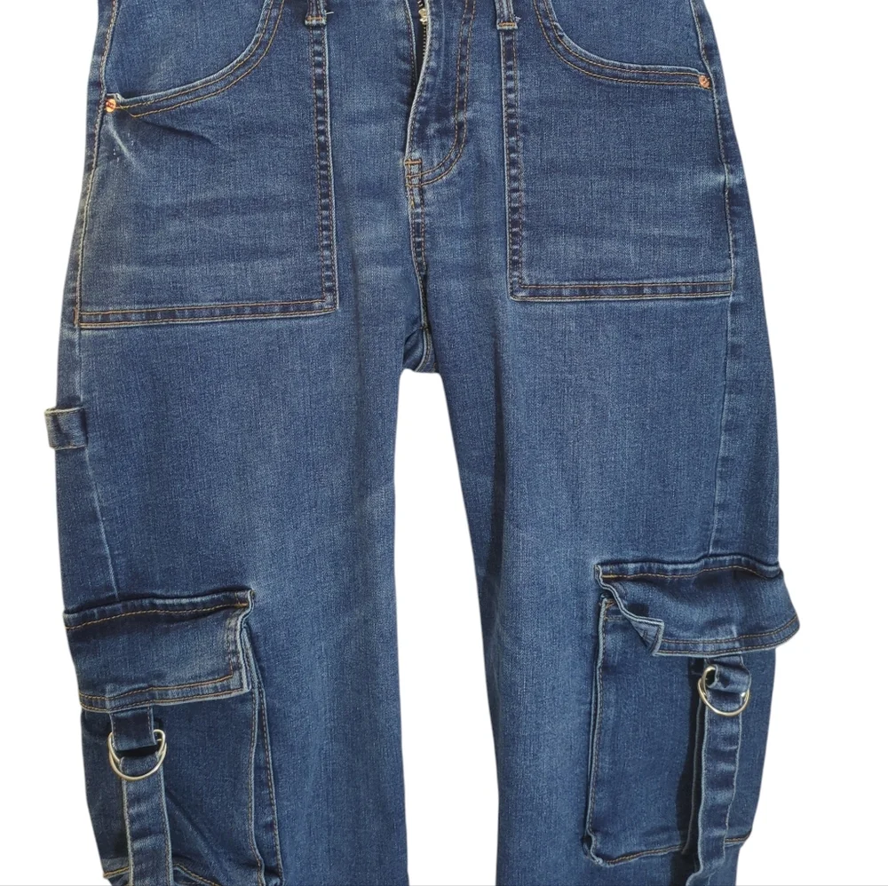 Love Blue Denim Pants Cargo Size 5/28 - Picture 3 of 7